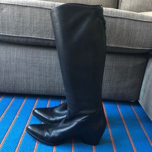 Italian made black leather knee-high boots